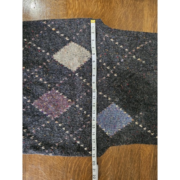 Vintage Bachrach Sweater Vest Mens Medium Gray Argyle Knit Wool Pullover 80s - Picture 3 of 5